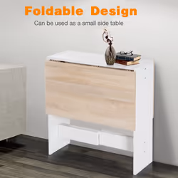 HOMCOM Wooden Folding Table Writing Desk Oak, White Home Office - Additional view 5