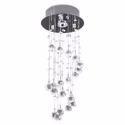 HOMCOM Crystal Ceiling Light Chandelier Spiral Rain Drop Pendant Lamp Metal