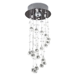 HOMCOM Crystal Ceiling Light Chandelier Spiral Rain Drop Pendant Lamp Metal