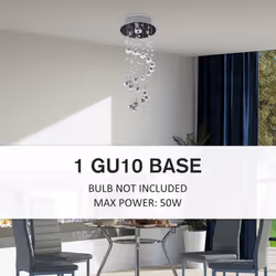 HOMCOM Crystal Ceiling Light Chandelier Spiral Rain Drop Pendant Lamp Metal - Additional view 4