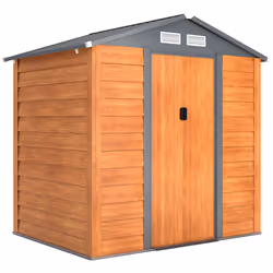 Outsunny 6.5x5.2ft Garden Shed Wood Effect Tool Storage Sliding Door Wood Grain