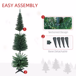HOMCOM 6FT Pencil Artificial Christmas Tree with Solid Stand Tips Green - Additional view 5