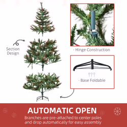 HOMCOM 6FT Pre-Lit Christmas Tree Artificial Spruce Tree Holiday DÃ©cor Stand - Additional view 4