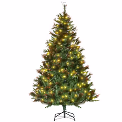HOMCOM 6FT Pre-Lit Christmas Tree Artificial Spruce Tree Holiday DÃ©cor Stand - Additional view 8