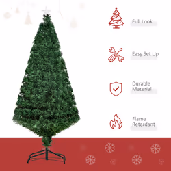 HOMCOM 5FT Pre-Lit Fibre Optic Christmas Tree Artificial Holiday DÃ©cor Metal