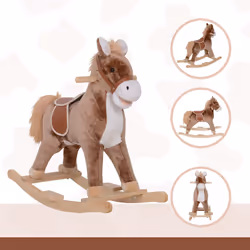 HOMCOM Kids Rocking Horse Wooden Plush Age 3+ Children Ride On Toy Rocker Baby - Additional view 5