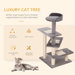 PawHut Cat Tree Activity Centre Kitten Climbing Tower Scratching Post Plush - Additional view 4