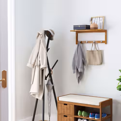 HOMCOM Wall Mounted Hallway Clothes Rack with Hanging Coat Hooks