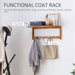 HOMCOM Wall Mounted Hallway Clothes Rack with Hanging Coat Hooks - Additional view 4