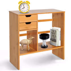 HOMCOM Desk Organiser Desktop Bookshelf 180 Degree Rotatable 2 Drawers Bamboo