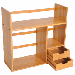 HOMCOM Desk Organiser Desktop Bookshelf 180 Degree Rotatable 2 Drawers Bamboo - Additional view 4