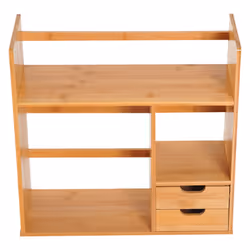HOMCOM Desk Organiser Desktop Bookshelf 180 Degree Rotatable 2 Drawers Bamboo - Additional view 5