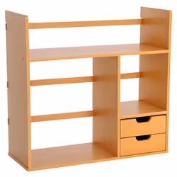HOMCOM Desk Organiser Desktop Bookshelf 180 Degree Rotatable 2 Drawers Bamboo - Additional view 8