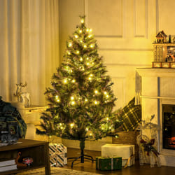 HOMCOM 5FT Pre-Lit Christmas Tree Artificial Spruce Holiday DÃ©cor W/ Metal