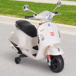 HOMCOM Kids' Ride On Vespa Licensed Motorcycle With LED Lights & MP3 Horn