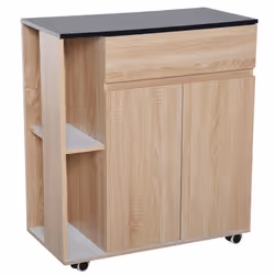 HOMCOM Kitchen Storage Trolley Cart Cupboard Rolling Island Shelves Locking