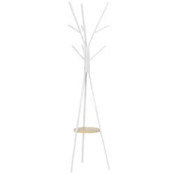 HOMCOM 180cm Freestanding Coat Rack w/ Open Shelf Hat Hanger White