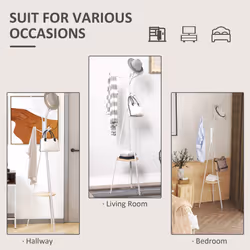HOMCOM 180cm Freestanding Coat Rack w/ Open Shelf Hat Hanger White - Additional view 5