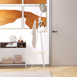 HOMCOM 180cm Freestanding Coat Rack w/ Open Shelf Hat Hanger White - Additional view 7