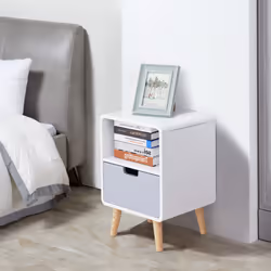 HOMCOM Nordic Style Bedside Table End Table Nightstand With Drawer