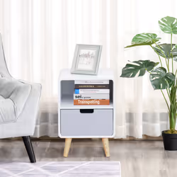 HOMCOM Nordic Style Bedside Table End Table Nightstand With Drawer
