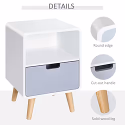 HOMCOM Nordic Style Bedside Table End Table Nightstand With Drawer - Additional view 5
