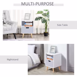 HOMCOM Nordic Style Bedside Table End Table Nightstand With Drawer - Additional view 6