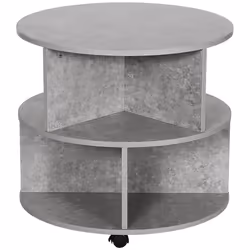 HOMCOM 3 Tier Coffee Table Round Rolling Centre Table w/ Wheels Cement - Additional view 8