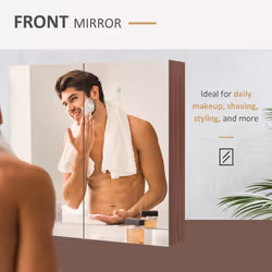 kleankin 63Wx60H cm Double Door Wall-Mount Bathroom Mirrored Cabinet Medicine - Additional view 4