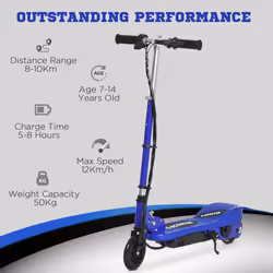 HOMCOM Foldable Kids Electric Scooter, for Ages 7-14 Years, Blue