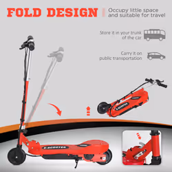 HOMCOM Foldable Kids Electric Scooter, for Ages 7-14 Years, Red