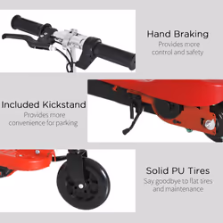 HOMCOM Foldable Kids Electric Scooter, for Ages 7-14 Years, Red - Additional view 4