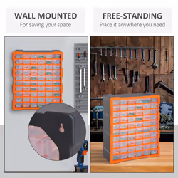 DURHAND 60 Drawers Parts Organiser Wall Mount Storage Cabinet Tools Clear - Additional view 4
