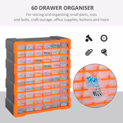 DURHAND 60 Drawers Parts Organiser Wall Mount Storage Cabinet Tools Clear - Additional view 5