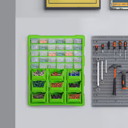 DURHAND 39 Drawer Parts Organiser Wall Mount Storage Cabinet Tool Clear Plastic
