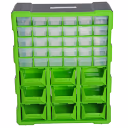 DURHAND 39 Drawer Parts Organiser Wall Mount Storage Cabinet Tool Clear Plastic