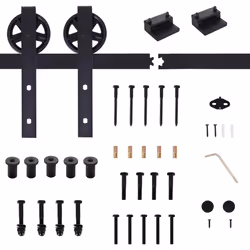 HOMCOM 6.6ft Sliding Wood Barn Door Hardware Kits Track Industrial Style A Set
