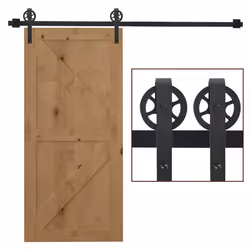 HOMCOM 6.6ft Sliding Wood Barn Door Hardware Kits Track Industrial Style A Set - Additional view 4