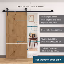 HOMCOM 6.6ft Sliding Wood Barn Door Hardware Kits Track Industrial Style A Set - Additional view 5