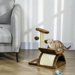 PawHut Cat Tree Plush Scratcher Kitty Activity Play Centre Tunnel Dangling Ball