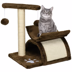 PawHut Cat Tree Plush Scratcher Kitty Activity Play Centre Tunnel Dangling Ball - Additional view 8
