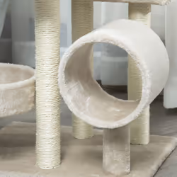 PawHut Cat Tree for Indoor Cats with Scratching Post Perch Tunnel Beige - Additional view 6