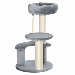 PawHut Cat Tree Scratcher Kitty Activity Center 2 Perch Sisal Rope Grey - Additional view 8