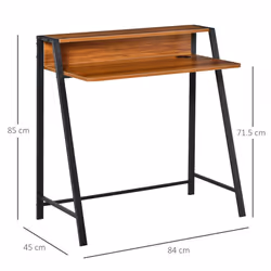 HOMCOM 2-Tier Storage Computer Workstation with Shelf, Metal Frame Walnut - Additional view 4