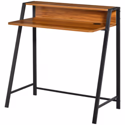 HOMCOM 2-Tier Storage Computer Workstation with Shelf, Metal Frame Walnut - Additional view 8
