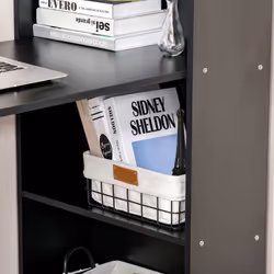 HOMCOM 120cm Computer Desk Bookshelf Writing Table 6 Shelves Black - Additional view 4