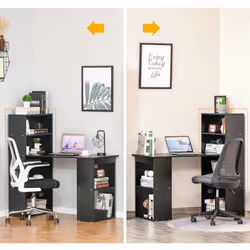 HOMCOM 120cm Computer Desk Bookshelf Writing Table 6 Shelves Black - Additional view 6
