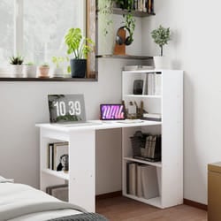HOMCOM 120cm Computer Desk Bookshelf Writing Table 6 Shelves White