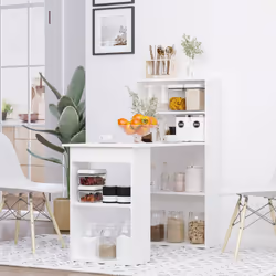 HOMCOM 120cm Computer Desk Bookshelf Writing Table 6 Shelves White - Additional view 8