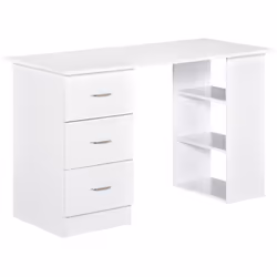 HOMCOM 120cm Computer Desk PC Table Workstation w/ 3 Shelf & Drawers White